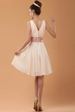 Pretty V-neck Short Chiffon Simple Homecoming Dresses K130
