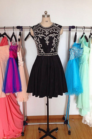 Pretty Short Back Chiffon Beading Homecoming Dresses With Flower Type K137