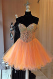 Gorgeous Sparkly Short Strapless Beading Tulle Homecoming Dress K157