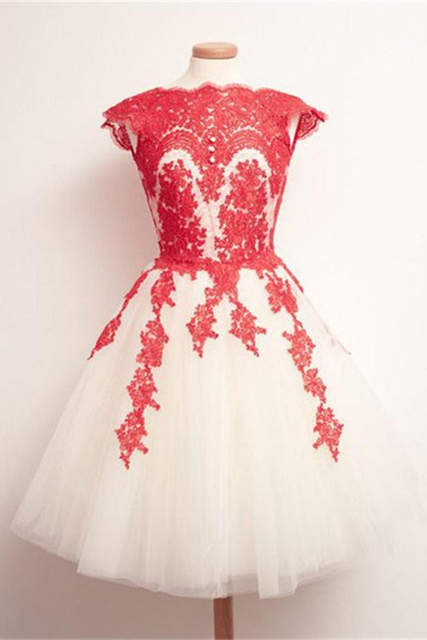 Gorgeous Red Lace Short Handmade Homecoming Dress For Teens K164