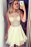 Ivory Chiffon Beaded Short Pretty Homecoming Dress For Girls K185