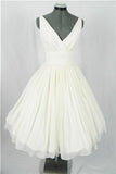 Real Made Elegant Chiffon V-neck Beach Wedding Dress Homecoming Dresses K188