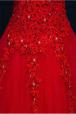 Red Modest Lace Long Puffy Short Sleeves Wedding Dresses W20