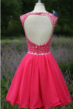 Real Beautiful Handmade Backless Short Chiffon Homecoming Dress K212