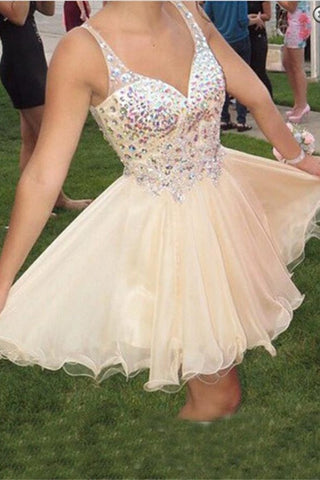 Classy Beading V-neck Short Homecoming Dress With Straps K215