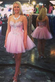 Pink Sweetheart Short Beading Handmade Homecoming Dress K216