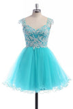 Free Shipping Charming Ice Blue Short Lace Homecoming Dress K220