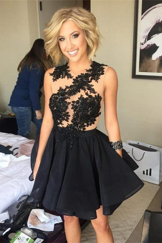 Beautiful Black Lace Short Charming A-line Homecoming Dress K248