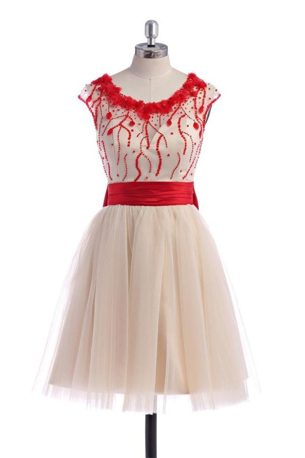 Pretty Skirt With Red Beads Homecoming Dress K283