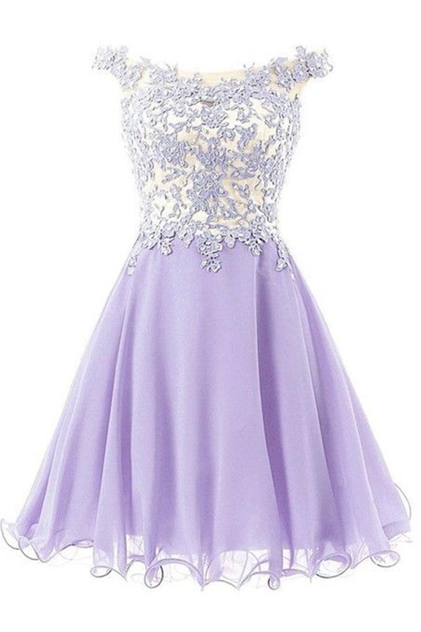 Violet Short Chiffon Lace Handmade Free Shipping Homecoming Dress K285