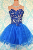 Sparkly Royal Blue Short Tulle Sweetheart Homecoming Dress K290