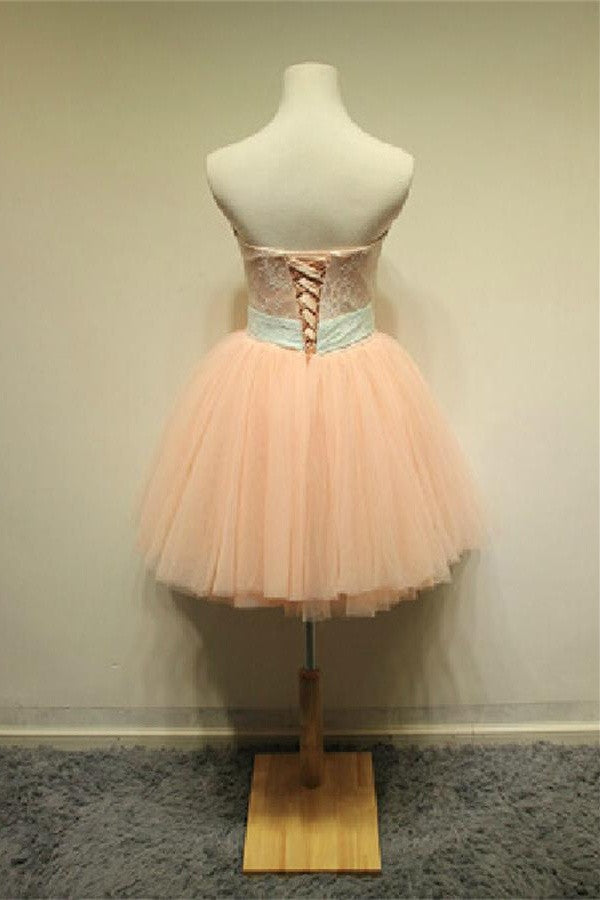 Blush Pink Sweetheart Short Tulle Elegant Beauty Homecoming Dress K298