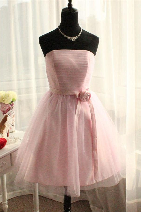 Beautiful Pink Handmade Strapless Short Elegant Homecoming Dress K303