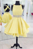 Beautiful Daffodil Short Backless Classy Charming Homecoming Dress K344