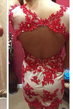 Gorgeous Handmade Red Lace Mermaid Homecoming Dress K397