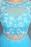 Light Blue Beaded Open Back Short Tulle Homecoming Dress K577