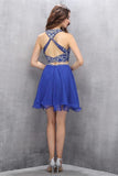 Royal Blue Two Pieces Short Chiffon Homecoming Dress K578