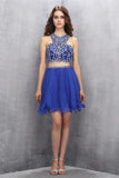 Royal Blue Two Pieces Short Chiffon Homecoming Dress K578