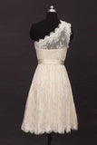 Pretty One Shoulder Lace Short Open Back Homecoming Dress K64