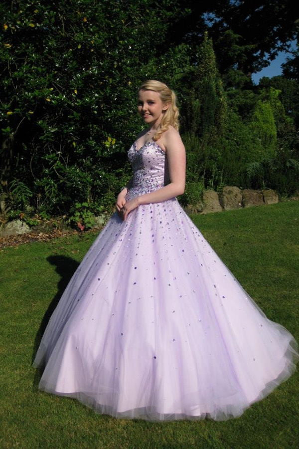 Lavender Long Ball Gown Sweetheart Back Up Lace Prom Dress K88
