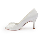 Ivory High Heels Satin Wedding Shoes, Princess Wedding Party Shoe L-928