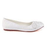 Ivory Flat Lace Wedding Shoe, Fashion Beading Bridal Shoes L-929