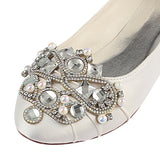 Ivory Flat Beading Wedding Shoes, Satin Wedding Party Shoe For Women L-930