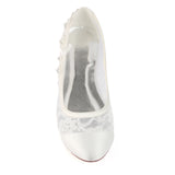 Ivory Flat Lace Wedding Shoes with Crystals, Fashion Woman Party Shoes L-931