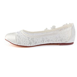 Ivory Flat Lace Wedding Shoes with Crystals, Fashion Woman Party Shoes L-931