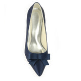 Dark Blue High Heels Wedding Shoes with Bowknot, Fashion Satin Formal Party Shoe L-942