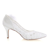 Princess Ivory Lace Wedding Shoes with Flower, Pretty Woman Shoes L-943