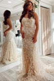 Mermaid Backless Lace Long Prom Dress Formal Evening Dresses OK1999