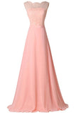 Blush Pink Lace Elegant Charming Formal Chiffon Prom Dress OK30