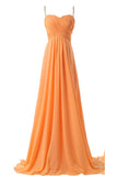 Spaghetti Straps Simple Modest Orange Backless Cheap Prom Dress For Teens OK32