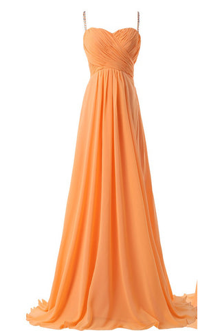 Spaghetti Straps Simple Modest Orange Backless Cheap Prom Dress For Teens OK32