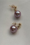 Handmade Beautiful Round Pearl Earring with 18K Gold Posts P10