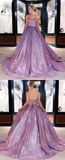 Shine Purple Prom Dress Sweetheart Long Prom Gown Fashion Graduation Party Dress OK1178