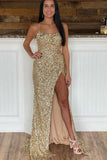 Fuchsia Sequins Mermaid Long Prom Dress Shiny Evening Party Dress OK1299