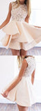 A Line Lace Panel Sleeveless Layered Homecoming Dresses,Short Cute Prom Dresses OK285