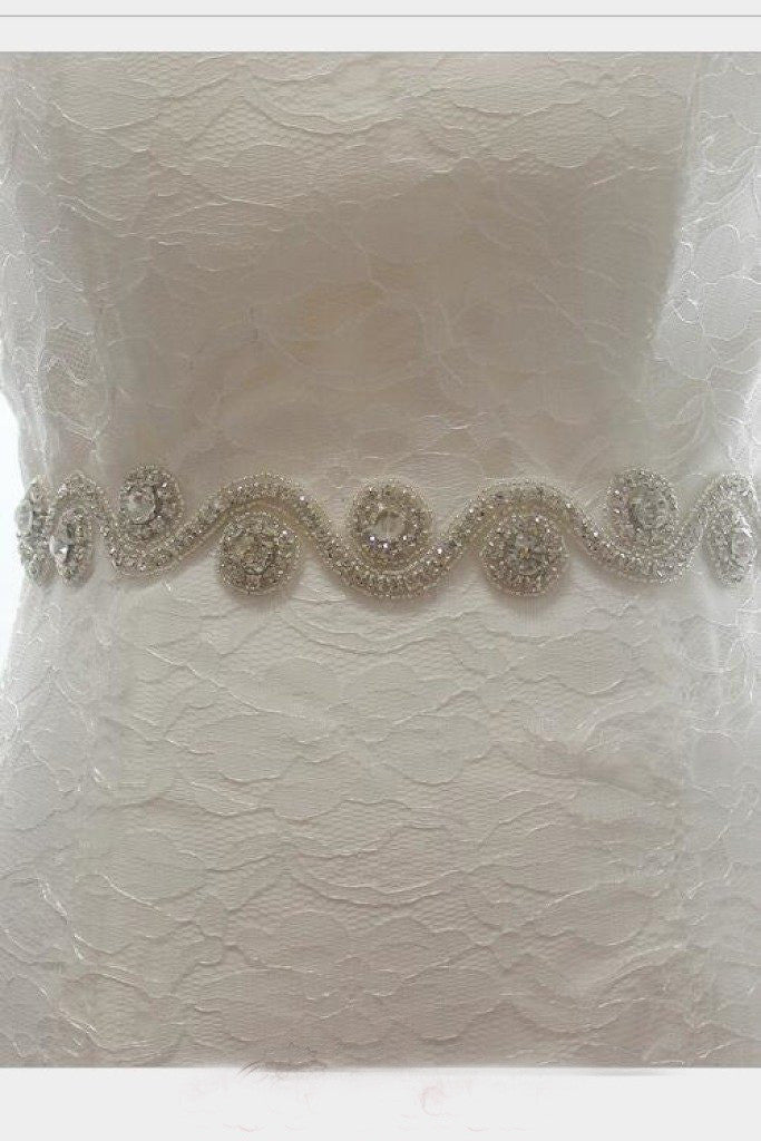 Fashion Wave Rhinestones Wedding Belts Beaded Bridal Sashes BS5