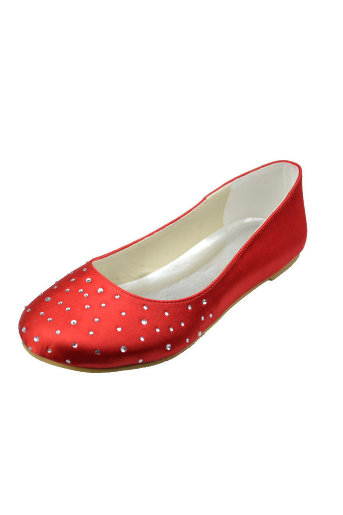 Red Beaded Simple Cheap Handmade Free Shipping Flats S10