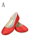 Red Beaded Simple Cheap Handmade Free Shipping Flats S10