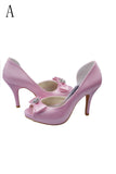 Charming Pink High Heel Shoes With Bow Knot And Beads S25