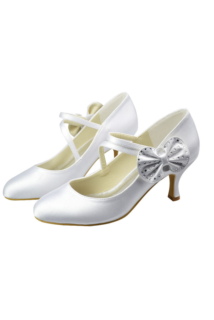 Beautiful Handmade Cheap Wedding Shoes With Bow And Strap S29
