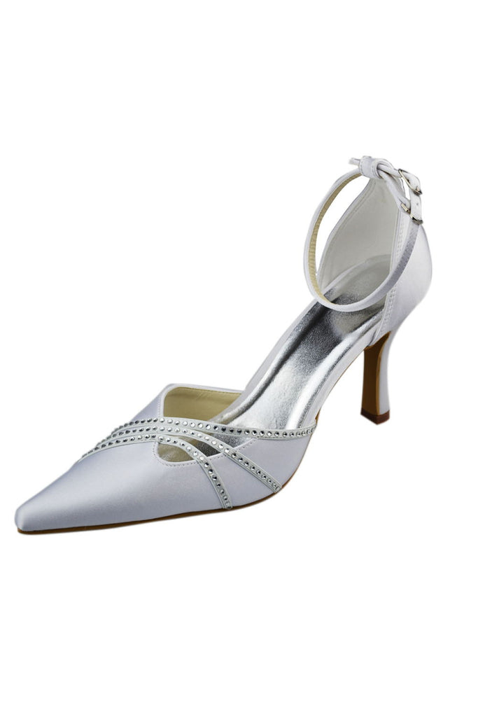 Pointed Toe Beaded Ankle Strap Wedding Shoes S44