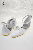 Ivory Pointed Toe Handmade Beading Flats For Women S47