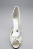 Ivory Beading Handmade Peep Toe Women Shoes For Wedding S54