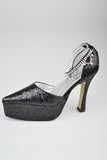 Sparkly Black Sequin Shiny Ankle Strap Women Shoes S61