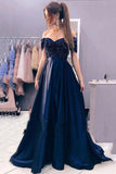 Off the Shoulder A Line Long Prom Dress with Rhinstone Evening Party Gowns OK1035