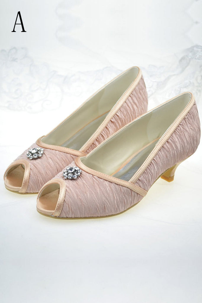 Pretty Pink Low Heel Beaded Handmade Comfy Women Shoes S71